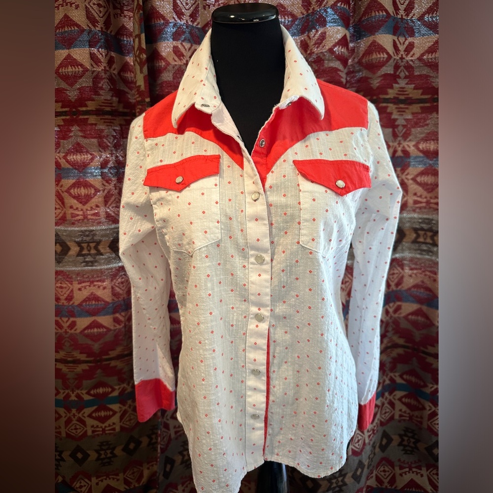 Sherry Cervi by Resistol Button Up Long Sleeve Rodeo Shirt Vintage Design Size M